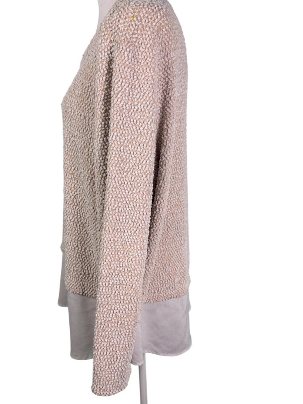 Calvin Klein Blush Pink Bouclé Layered Hem Sweater XL | Textured Knit Career Chi - Picture 6 of 10